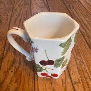 Heavy Hexagonal Shaped Ceramic Coffee / Tea Mug w/ Cherry Tree Graphics